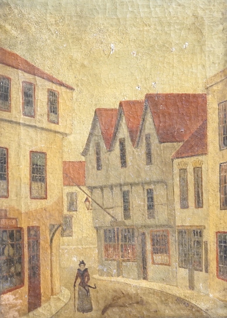 J. Reed, oil on canvas, Street scene, signed and dated '08. 38 x 27cm